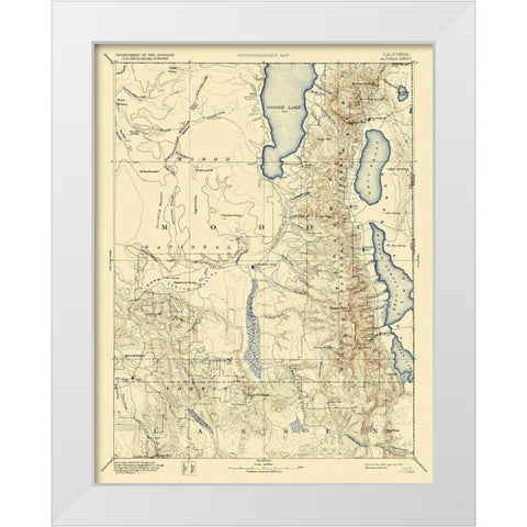 Alhambra California Sheet - USGS 1892 White Modern Wood Framed Art Print by USGS