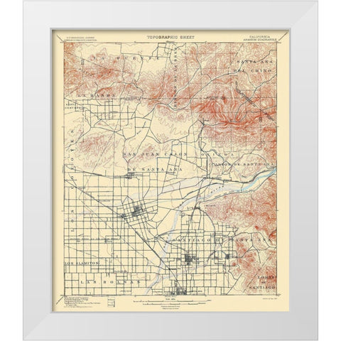 Anaheim California Quad - USGS 1901 White Modern Wood Framed Art Print by USGS