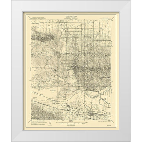 Antioch California Quad - USGS 1908 White Modern Wood Framed Art Print by USGS