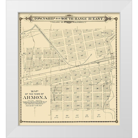 Armona California - Thompson 1892 White Modern Wood Framed Art Print by Thompson