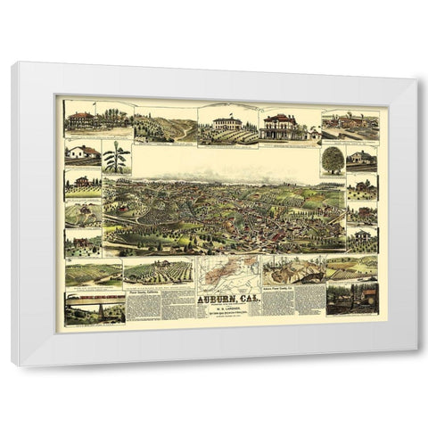 Auburn California - Lardner 1887 White Modern Wood Framed Art Print by Lardner