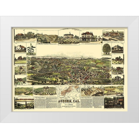 Auburn California - Lardner 1887 White Modern Wood Framed Art Print by Lardner