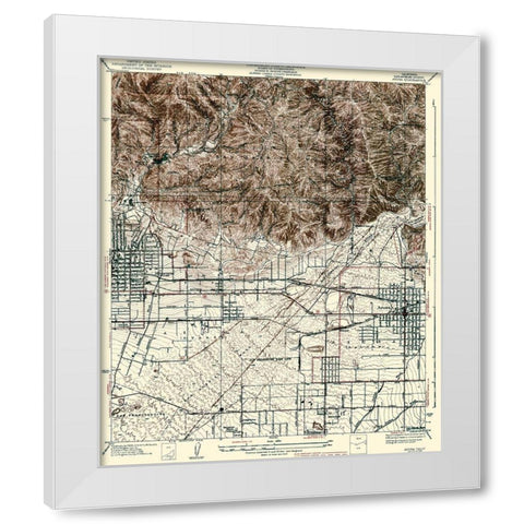 Azusa California Quad - USGS 1939 White Modern Wood Framed Art Print by USGS