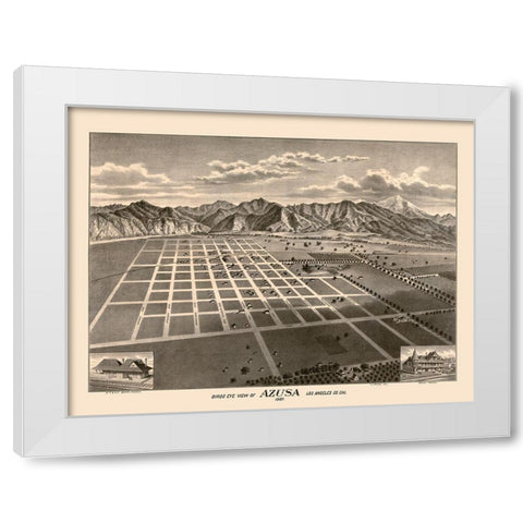 Azusa California - Moore 1887  White Modern Wood Framed Art Print by Moore