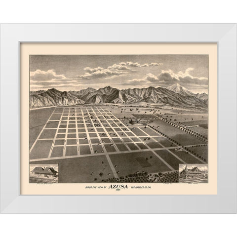 Azusa California - Moore 1887  White Modern Wood Framed Art Print by Moore