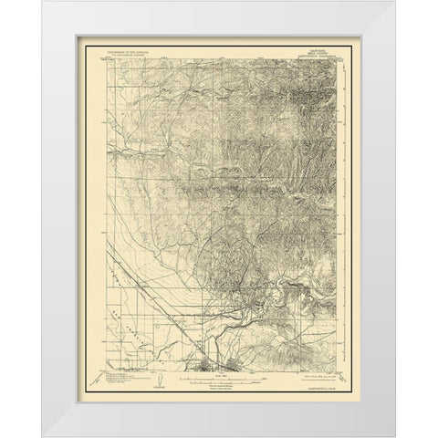 Bakersfield California Quad - USGS 1906 White Modern Wood Framed Art Print by USGS