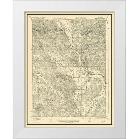 Bradley California Quad - USGS 1929 White Modern Wood Framed Art Print by USGS