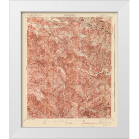 Mt Baden Powell California Quad - USGS 1940 White Modern Wood Framed Art Print by USGS