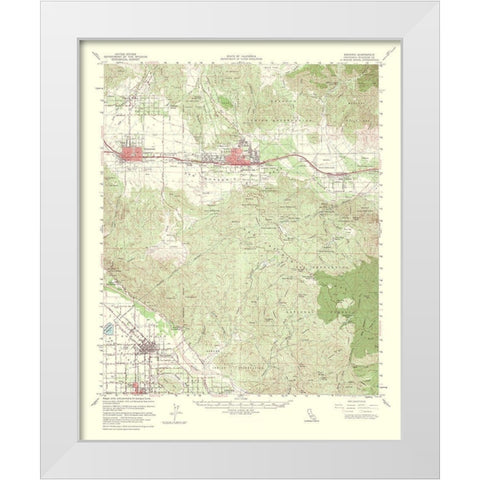 Banning California Quad - USGS 1964 White Modern Wood Framed Art Print by USGS