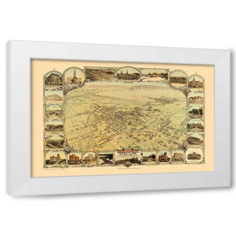 Bakersfield California - Stone 1901  White Modern Wood Framed Art Print by Stone