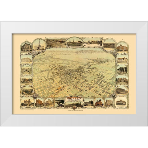 Bakersfield California - Stone 1901  White Modern Wood Framed Art Print by Stone