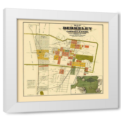 Berkeley California Landowner - Carnell 1880 White Modern Wood Framed Art Print by Carnell