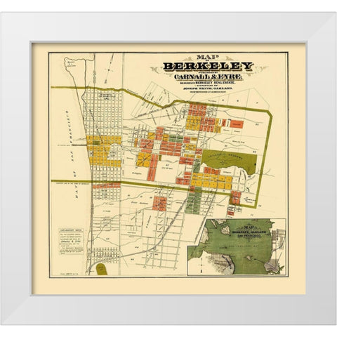 Berkeley California Landowner - Carnell 1880 White Modern Wood Framed Art Print by Carnell