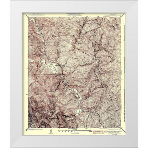 Beartrap Canyon California Quad - USGS 1938 White Modern Wood Framed Art Print by USGS