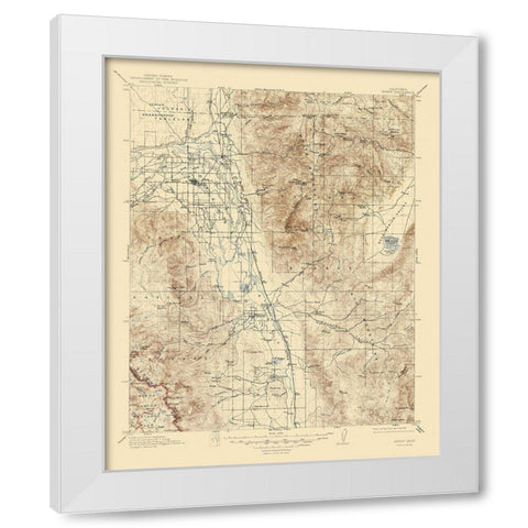 Bishop California Quad - USGS 1913 White Modern Wood Framed Art Print by USGS