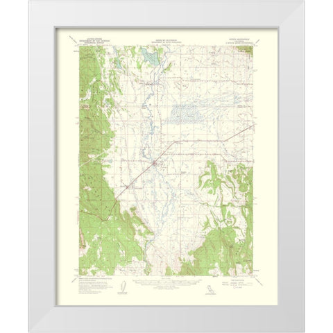 Bieber California Quad - USGS 1963 White Modern Wood Framed Art Print by USGS