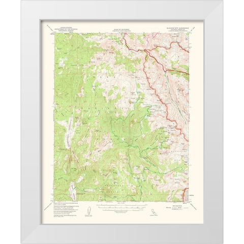 Blackcap Mountain California Quad - USGS 1962 White Modern Wood Framed Art Print by USGS