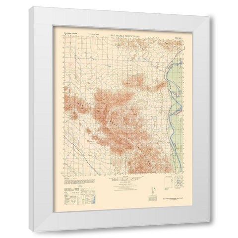 Big Maria Mountains Sheet - US Army  1944 White Modern Wood Framed Art Print by US Army