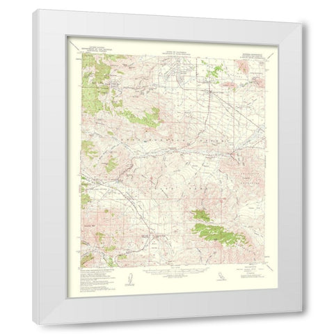Borrego California Quad - USGS 1961 White Modern Wood Framed Art Print by USGS