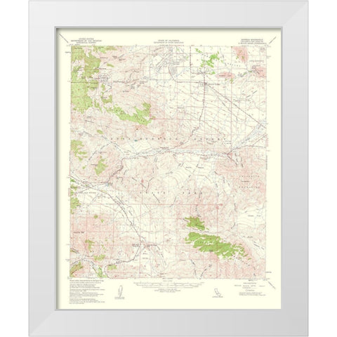 Borrego California Quad - USGS 1961 White Modern Wood Framed Art Print by USGS