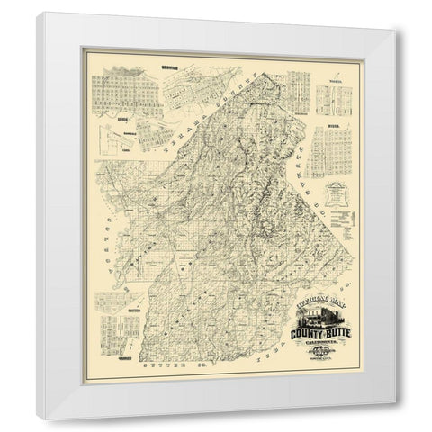 Butte California Landowner - McGann 1877 White Modern Wood Framed Art Print by McGann