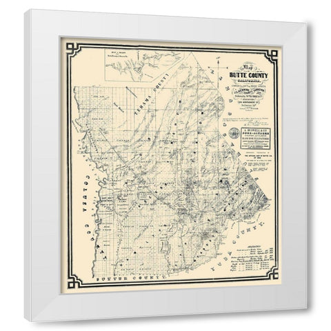 Butte California Landowner - Henning 1862 White Modern Wood Framed Art Print by Henning