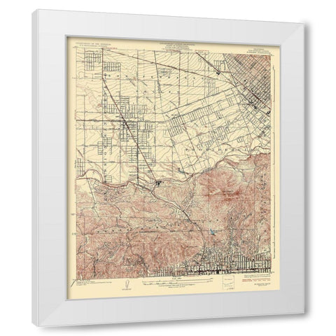 Burbank California Quad - USGS 1926 White Modern Wood Framed Art Print by USGS