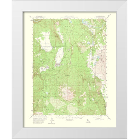 Burney California Quad - USGS 1964 White Modern Wood Framed Art Print by USGS