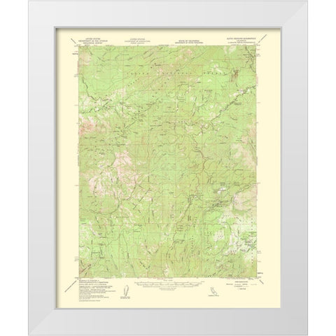 Butte Meadows California Quad - USGS 1963 White Modern Wood Framed Art Print by USGS