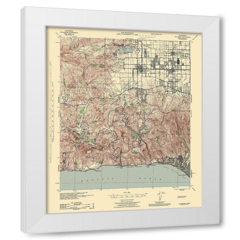 Calabasas California Quad - USGS 1944 White Modern Wood Framed Art Print by USGS