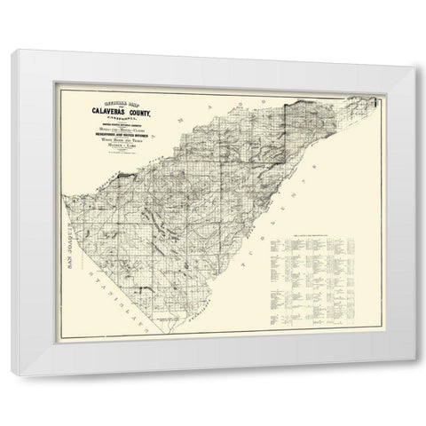 Calaveras California Mines  Mining Claims White Modern Wood Framed Art Print by Walkup