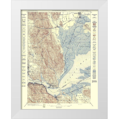Carquinez Straight California Quad - USGS 1898 White Modern Wood Framed Art Print by USGS