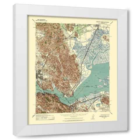 Carquinez Straight California - US Army 1940 White Modern Wood Framed Art Print by US Army