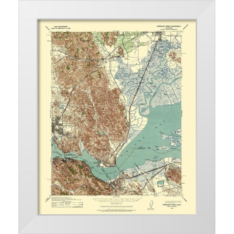 Carquinez Straight California - US Army 1940 White Modern Wood Framed Art Print by US Army