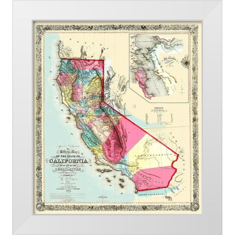 California - Eddy 1854 White Modern Wood Framed Art Print by Eddy