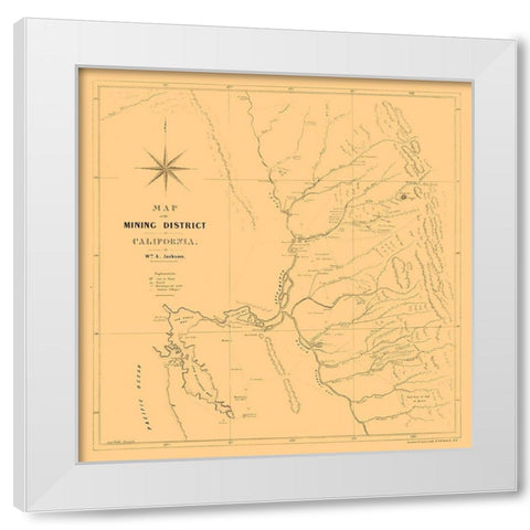 California Mining- Jackson 1850  White Modern Wood Framed Art Print by Jackson