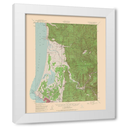 Crescent City California Quad - USGS 1952 White Modern Wood Framed Art Print by USGS