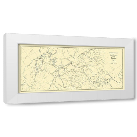 Central California, Part of Nevada Railroad 1865 White Modern Wood Framed Art Print by Bielawski