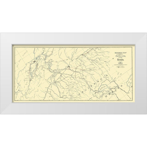 Central California, Part of Nevada Railroad 1865 White Modern Wood Framed Art Print by Bielawski