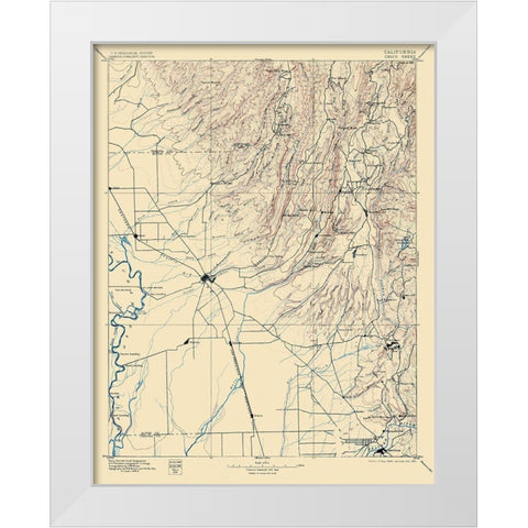 Chico California Sheet - USGS 1895 White Modern Wood Framed Art Print by USGS