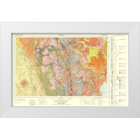 Geologic California Chico Sheet - Burnett 1957 White Modern Wood Framed Art Print by Burnett