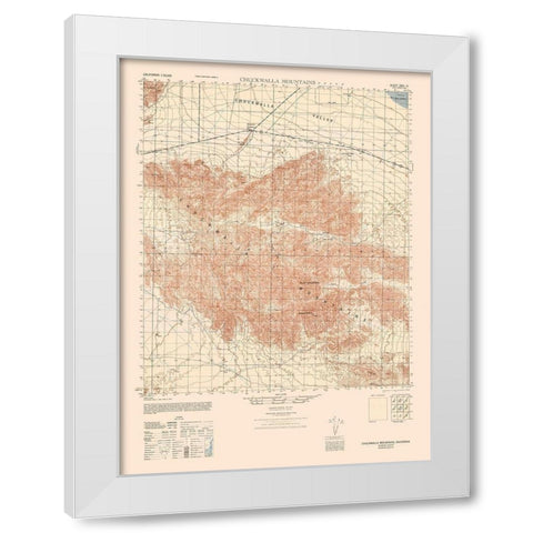 Chuckwalla Mountains Sheet - US Army  1944 White Modern Wood Framed Art Print by US Army