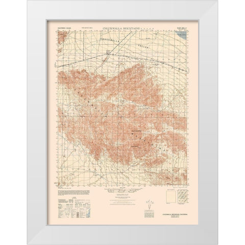 Chuckwalla Mountains Sheet - US Army  1944 White Modern Wood Framed Art Print by US Army