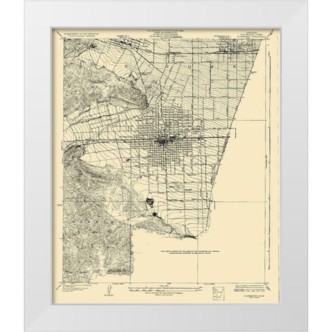 Claremont California Quad - USGS 1928 White Modern Wood Framed Art Print by USGS