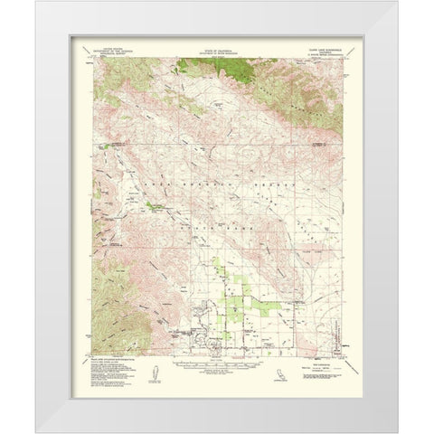 Clark Lake California Quad - USGS 1962 White Modern Wood Framed Art Print by USGS