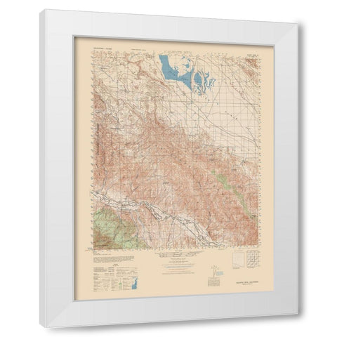 Caliente Mountain Quad - USGS  1943 White Modern Wood Framed Art Print by USGS