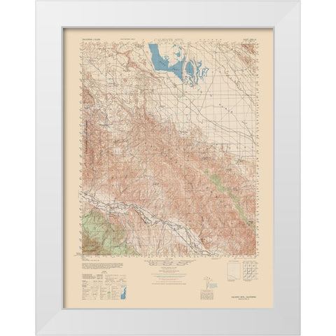 Caliente Mountain Quad - USGS  1943 White Modern Wood Framed Art Print by USGS