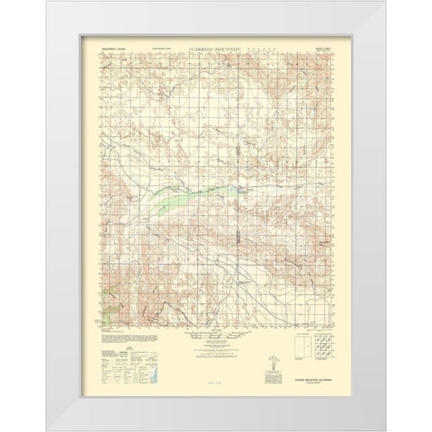 Carrizo Mountain Sheet - US Army 1942 White Modern Wood Framed Art Print by US Army