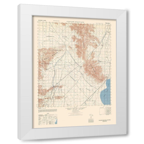 Coxcomb Mountains Sheet - US Army  1944 White Modern Wood Framed Art Print by US Army