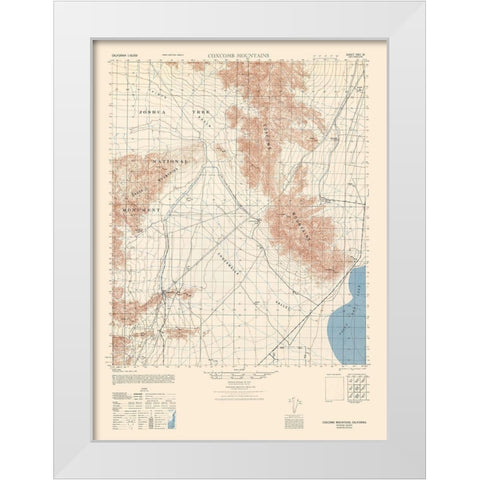 Coxcomb Mountains Sheet - US Army  1944 White Modern Wood Framed Art Print by US Army